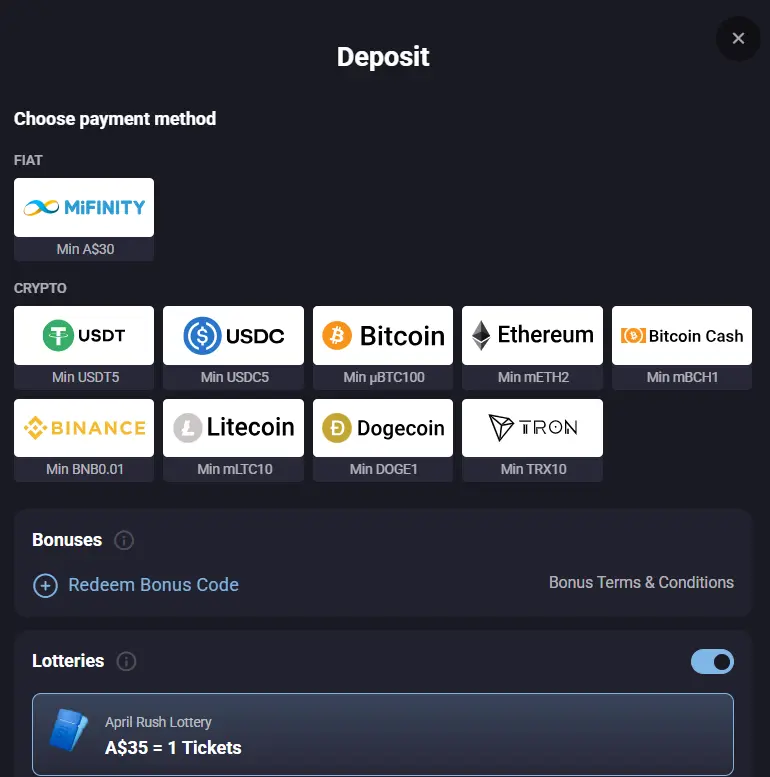 Deposit Page