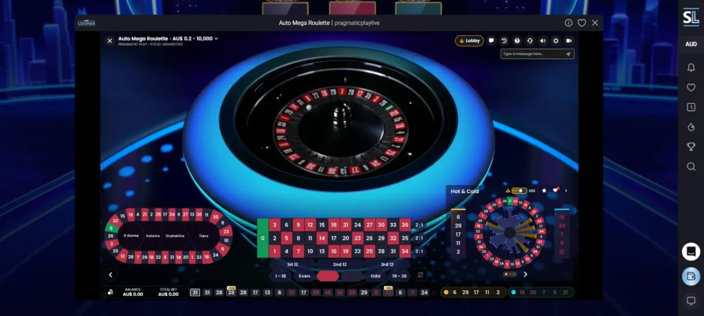 Auto Mega Roulette Table Game at SlotLounge Casino